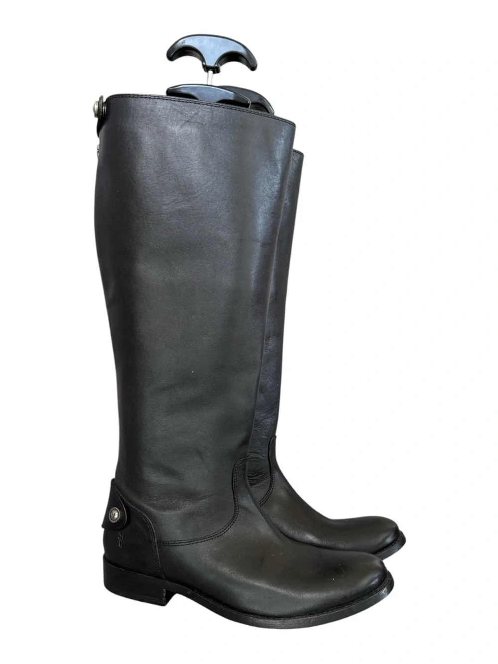 Frye Melissa Buckle Back Black Women's Riding Boots - Classic Tall Leather Boots